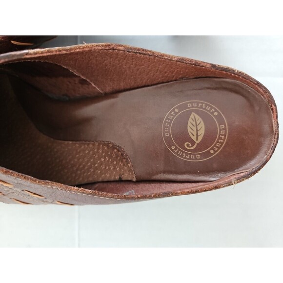 Nurture Lafayette Leather Mules Brown Slip On Shoes Sz 6.5 Kitten Heel - Picture 5 of 8
